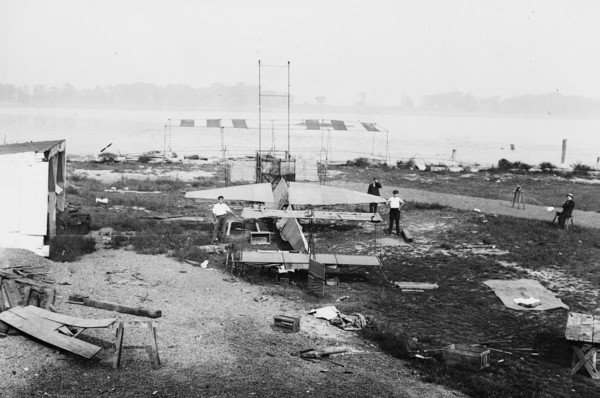 Early aviation history - Meckler-Allen Aeroplane - A biplane intended for transatlantic flight, built by John J. Meckler and C.A. Allen (or Allen Canton)   ca. 1912