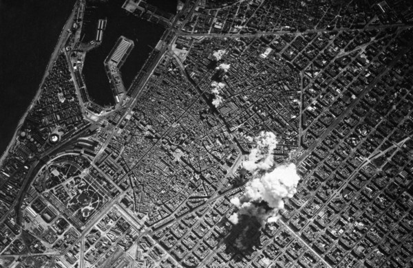 Aerial bombing of Barcelona, 17 March 1938, by the Italian air force.