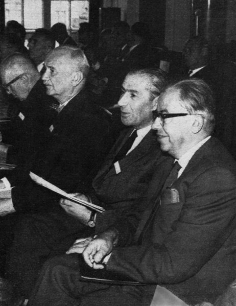 11th IUPAP General Conference Warsaw 18-23 September 1963, from right to left: Prof. Sosnowski, Prof. Natanson, Prof. Rubinowicz