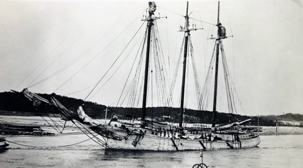 Schooner Charlotte W. Miller on the Cape Cod Canal ca. 1914