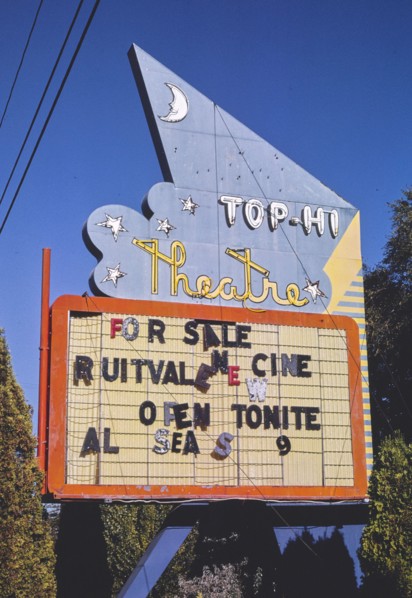 1980s United States -  Top-Hi Drive-In Theater sign R. 97 Toppenish Washington ca. 1987