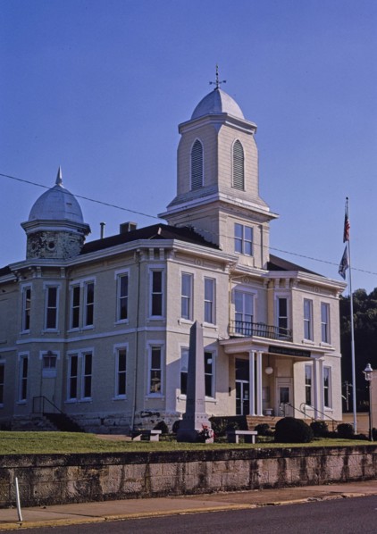 1990s United States -  Lewis County Courthouse angle view; Center Street; Weston West Virginia ca. 1995