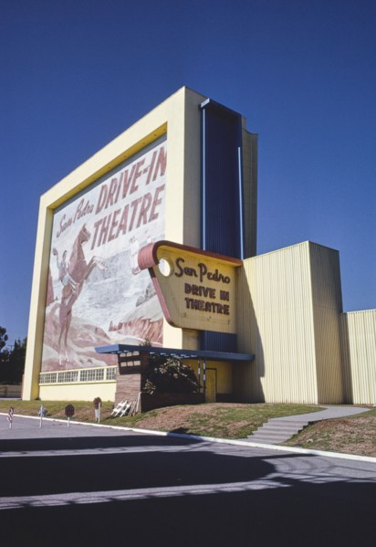 1970s United States -  San Pedro Drive-In Theater angle from right blue sky Gaffey Street San Pedro Los Angeles California ca. 1979