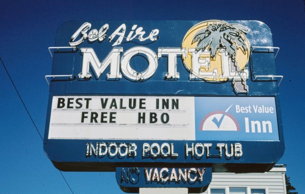 2000s United States -  Bel Aire Motel sign, Broadway, Missoula, Montana 2004