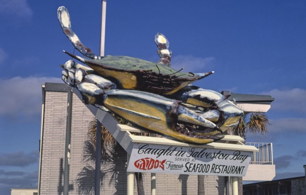 1980s America -  Gaido's Restaurant sign, Galveston, Texas 1986