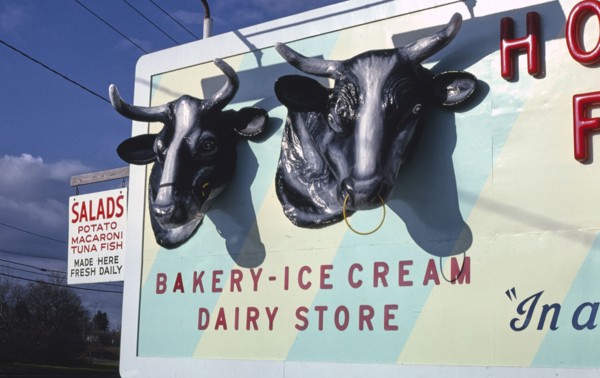 1980s America -  Holland Farms Dairy sign, Yorkville, New York 1987