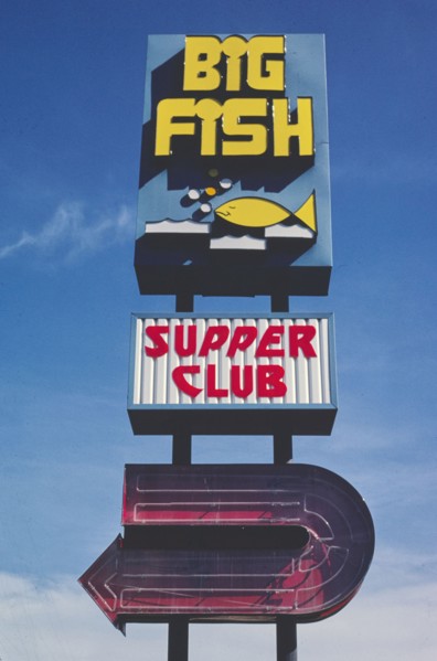 1980s America -  Big Fish Supper Club sign, Schley, Minnesota 1980