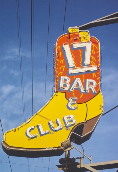 1980s America -  17 Bar and Club sign, Billings, Montana 1980