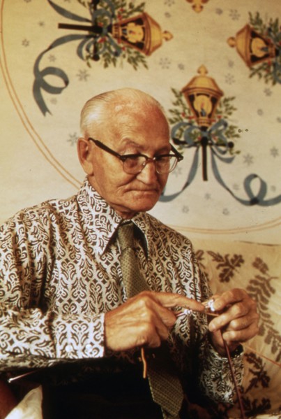 This New Ulm Man Lives at the Highland Manor Retirement Home, Keeping Busy with "Old Country" Crafts ca. 1975