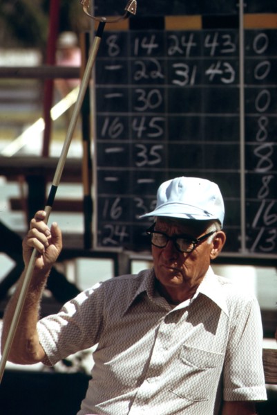 Photograph of Man Waiting to Play Shuffleboard at the Century Village Retirement Community in West Palm Beach ca. 1975