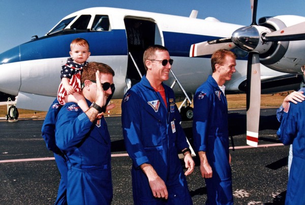 Members of the STS-81 crew prepare to depart for Johnson Space Center Jan. 23 from the Skid Strip at Cape Canaveral Air Station ca. 1997
