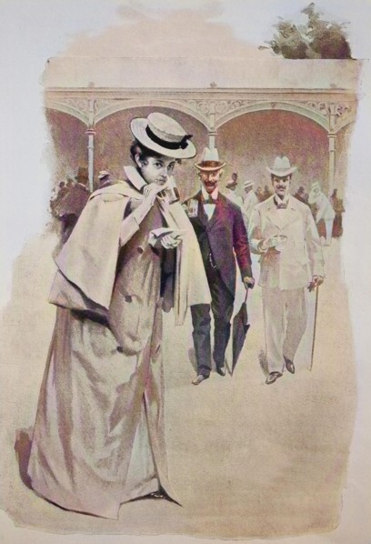 Elegant woman on walk on the spa promenade