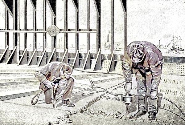 Drilling machines with compressed air drive in 1895
