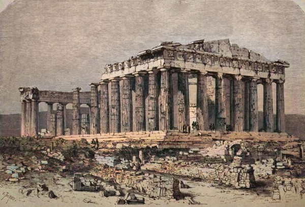 Die Ruinen des Parthenon in Athen im Jahre 1880