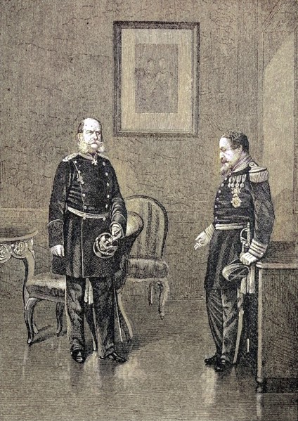 King William and Napoleon III. after the capitulation of Sedan in Bellevue Castle on September 2