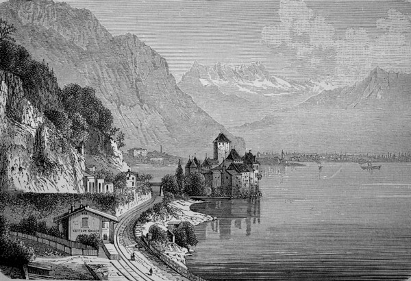 Chillon Castle on Lake Geneva in Switzerland