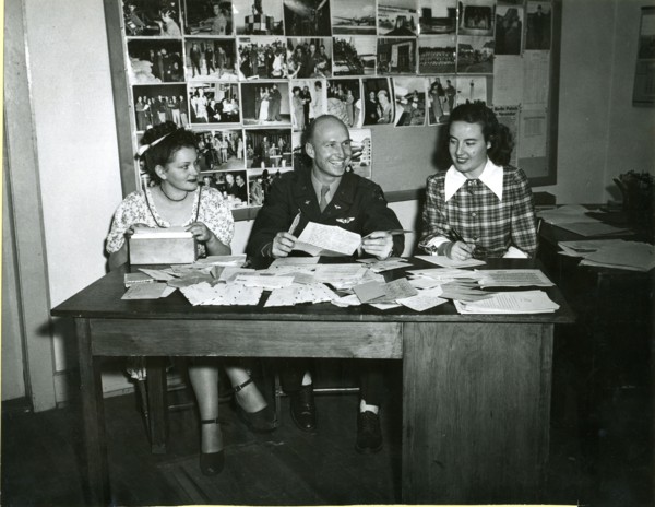Answering letters from grateful Berlin children who have received some of the 'candychutes' dropped by First Lt Gail S Halvorsen, Garland, Utah, originator of Project Little Vittles, is a sizeable job...