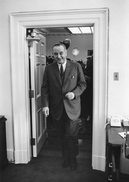 LBJ at White House press conference