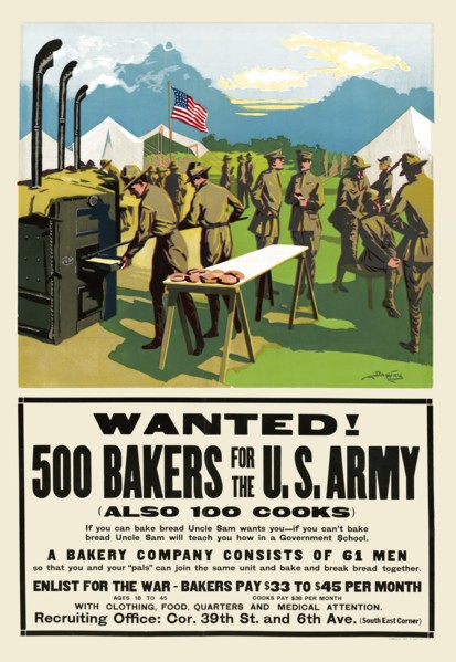 Wanted! 500 bakers for the U.S. Army, (also 100 cooks)