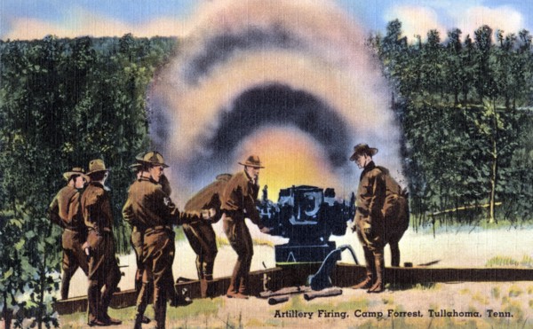 Artillery firing, Camp Forest