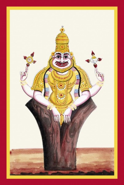 Narahsi?ha emerging from a pillar