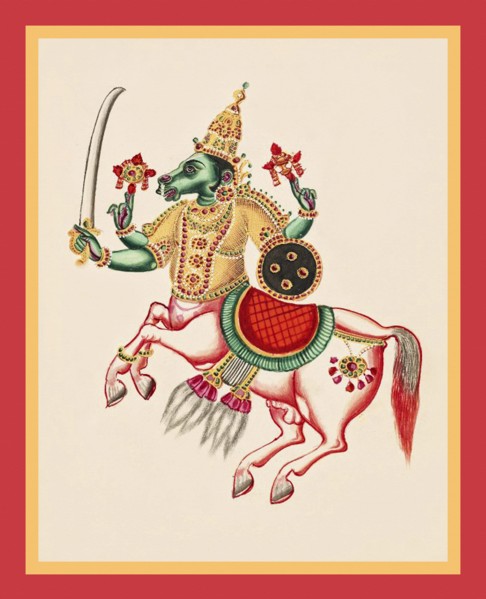 Sadashiva seated in lalitasana on a throne