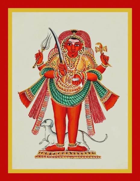 Bhairavastands in samabhanga on a low pedestal
