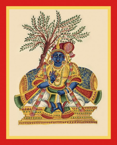 Nammalvar seated cross-legged on a throne
