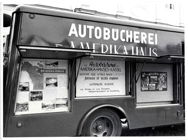 The exhibition space of the bookmobile