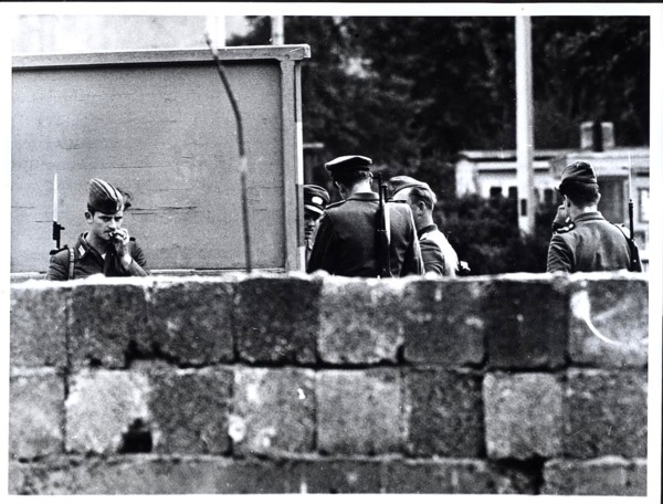 August 1961 - East German Troops and Police Group Together Behind The Wall Built By The Communists