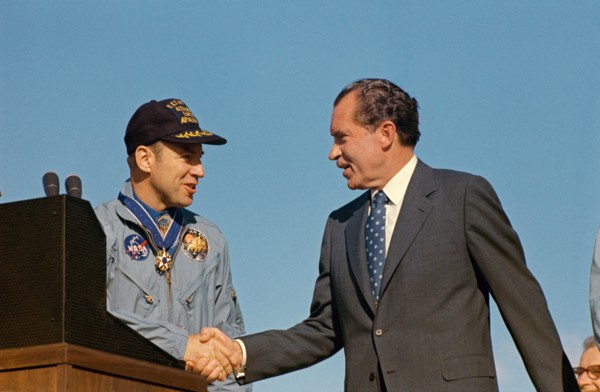 President Richard M. Nixon and astronaut James A. Lovell Jr.