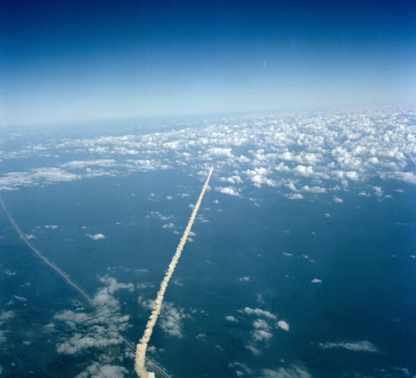 Aerial views of the STS-2 launch from Pad 39A