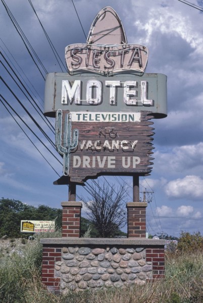 1980s United States -  Siesta Motel sign