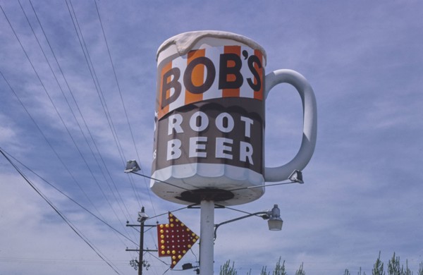 1980s America -  Bob's Root Beer sign, Fallon, Nevada 1980