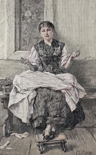 Girl Sews At Her Dowry