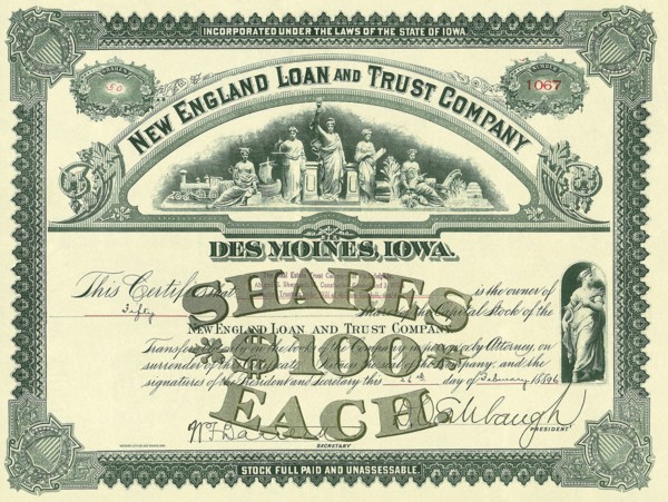 Bank Stock Certificate