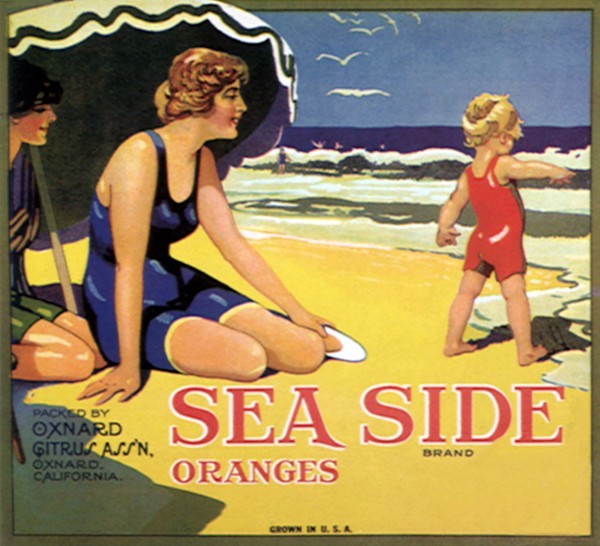 Women, Child on Beach.