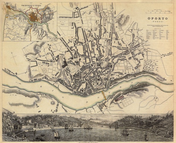 Map of Oporto, Portugal.