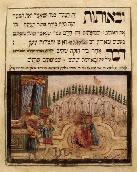 Moses and Aaron before Pharaoh.