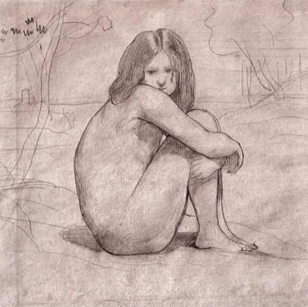 Little Girl Crouching.