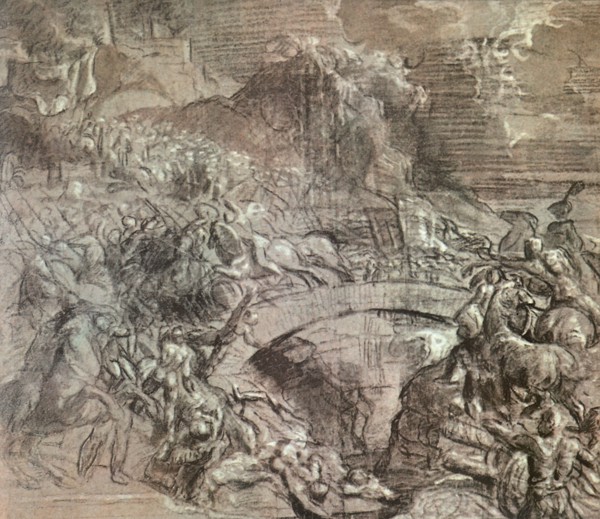 Battle Scene near a Bridge.
