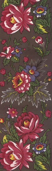 Red Flower Floral Repeat Pattern on Grey Background.