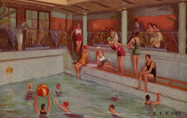 Indoor Swimming Pool on Ocean Liner.
