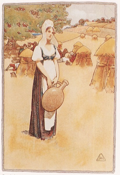 Woman in Plain Clothes holding Jug.