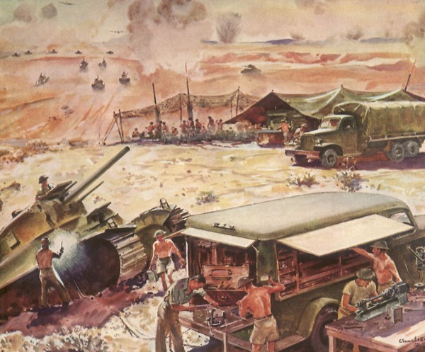 Maintenance Battalion repair Equipment during Battle.
