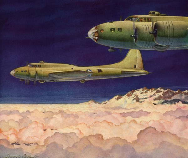 Boeing Bombers flying over Clouds.