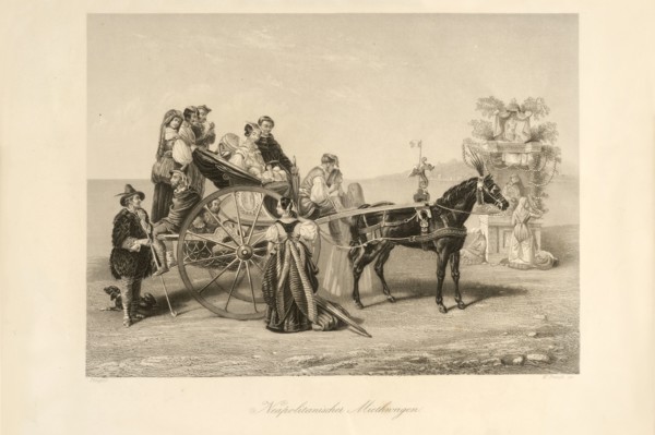 W. French. 19th Century Engraving. Neapolitanischer Miethnagen. Naples. Campania. Italy