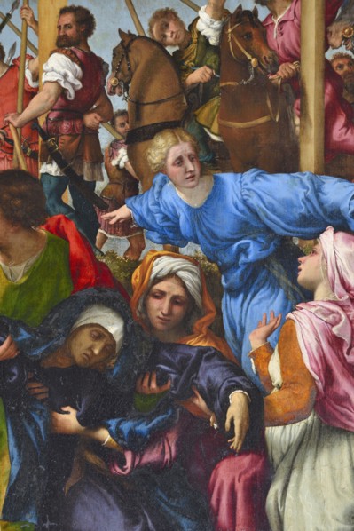 Crucifixion by Lorenzo Lotto. Church of Santa Maria In Telusiano. Monte San Giusto. Marche. Italy