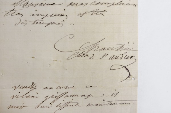 Document with Autograph Signature of Celeste Erard (wife of Gaspare Spontini). House Museum Gaspare Spontini. Maiolati Spontini. Marche. Italy