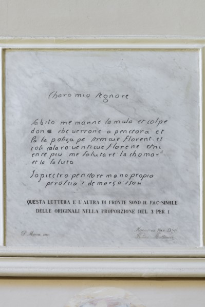 Città della Pieve (Italy, Umbria, province of Perugia), Oratorio Santa Maria dei Bianchi, copy of the second letter sent by Perugino on 1 March 1504 to the mayor of the Disciplinati della Vergine di C...